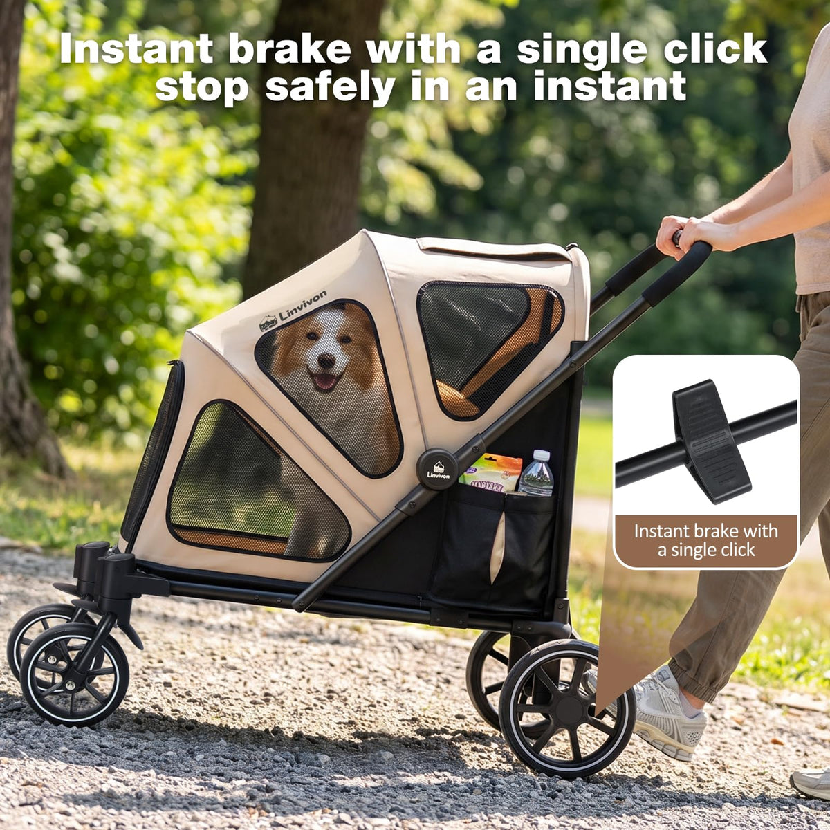Foldable Dog Stroller with Ramp – All-Terrain Pet Wagon for Dogs Up to 88 lbs